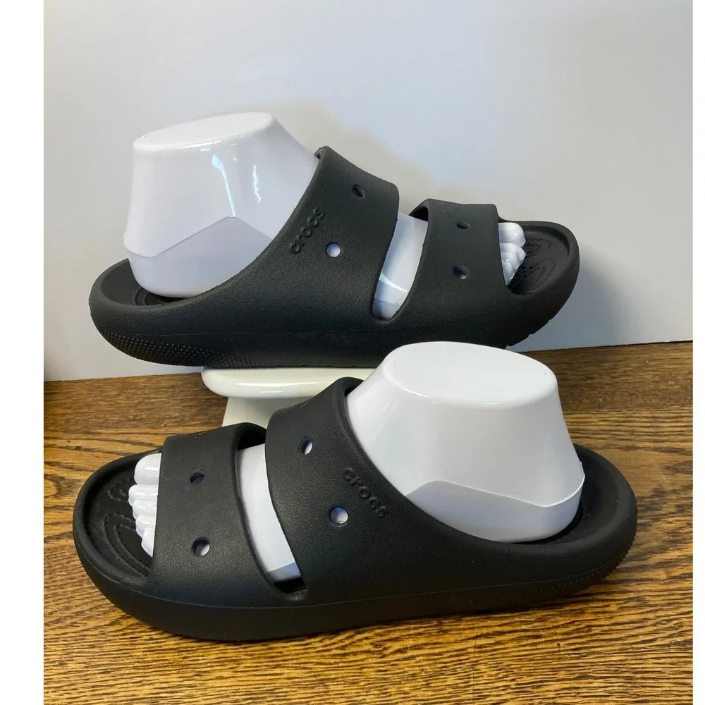 Crocs Classic Sandal Black Two Strap Slide Mens 6 Womens 8 Comfort Shoes